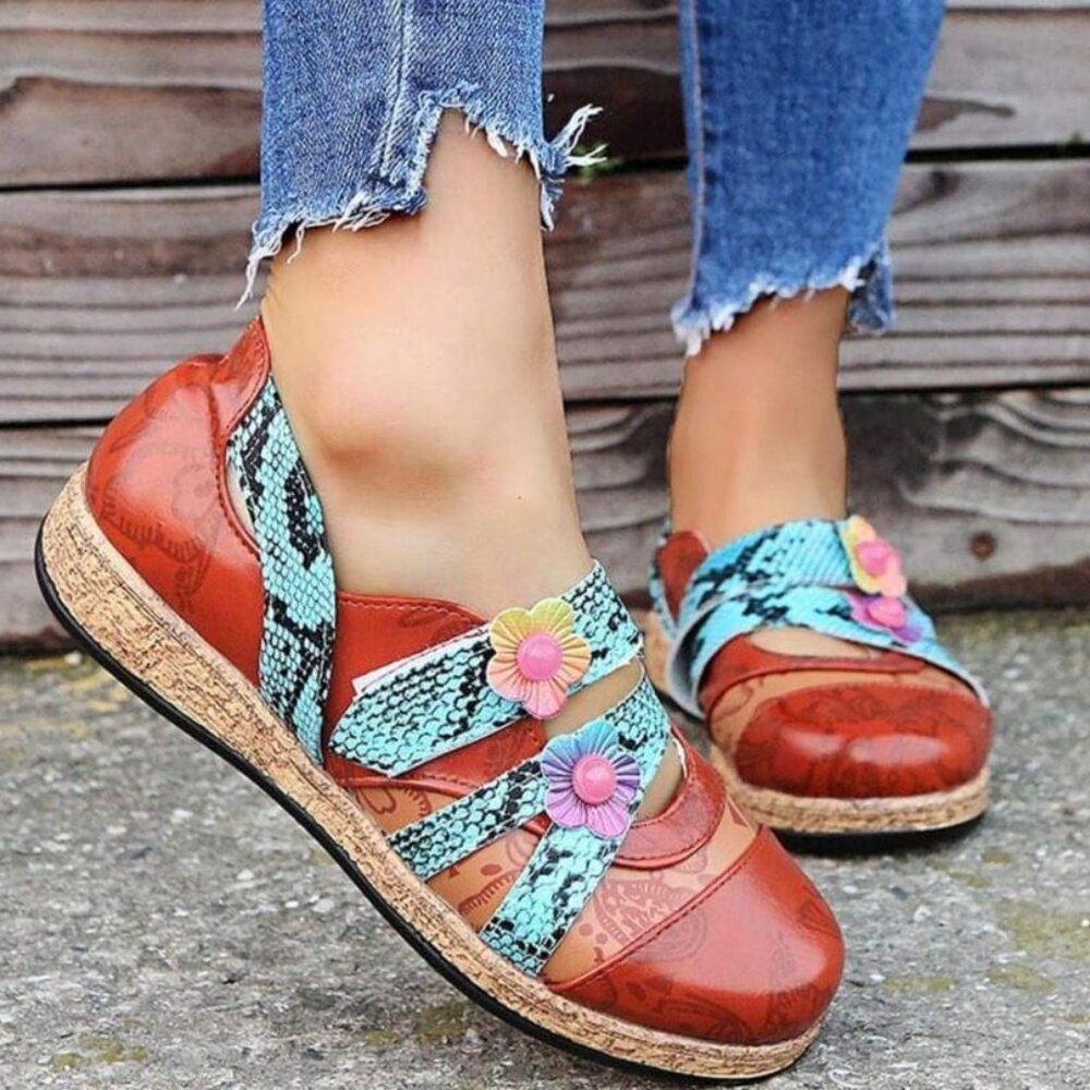 Round Toe Snakeskin Strap Loafer